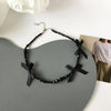 2021 Korean Trend Black Bow Clavicle Necklace for Women Dating Party Birthday Women Glass Bead Jewelry Necklace