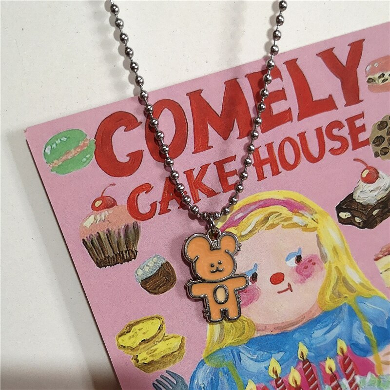 2022 Kpop Cute Colorful Star Butterfly Bear Necklace Pendants Metal Necklaces For Women Unisex Harajuku Jewelry Gift Accessories