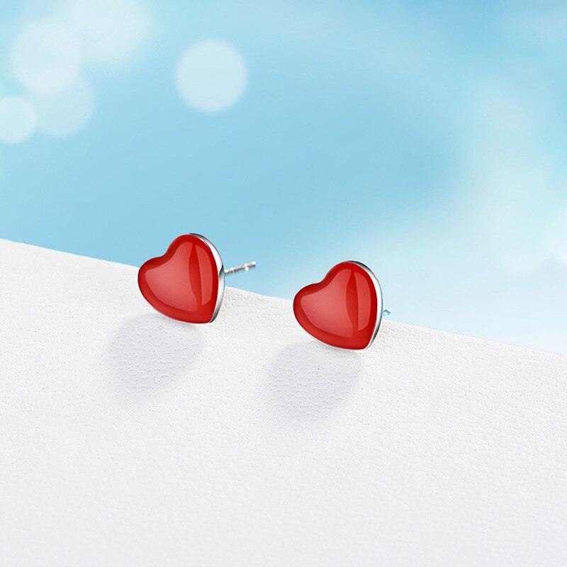 2022  925 Stamp Silver Color Women Jewelry Earrings LOVE Heart Stud Earing Vintage Charm Girls Gifts