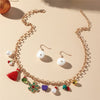 2021  Christmas Jewelry Short Choker Neclace With Cute Earrings for Women Chains Snow Pendant Colar Feminino