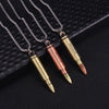 2021 Men's Bullet Shaped Gold Pendant Necklace European and American Hip Hop Metal Alloy Long Student Friend Gift Jewelry
