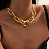 2021 Metal Necklace Geometrical Linked Chain Chokers Punk Aluminum Chain Necklaces Simple