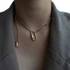 2021 Minimalist Paper Clip Necklace For Women Temperament Clavicle Chain Gold Plated Square Metal Choker Letter Jewelry