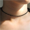 2021 Mysterious Black Beads Indian Necklace Imitation Pearl Choker Clavicle Chain Necklace For Women Mixed Bead Necklace Gift