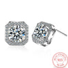 2022 925 Sterling Silver Earrings Square Zirconia Shiny Ear Stud Womens  Party Jewelry Love Gift