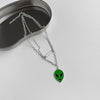2021 Punk Hiphop Design Double Layer  Blue Green Glaze Alien Safety Pin Metal Necklace For Women Man Daily Jewelry Gifts