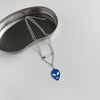2021 Punk Hiphop Design Double Layer  Blue Green Glaze Alien Safety Pin Metal Necklace For Women Man Daily Jewelry Gifts