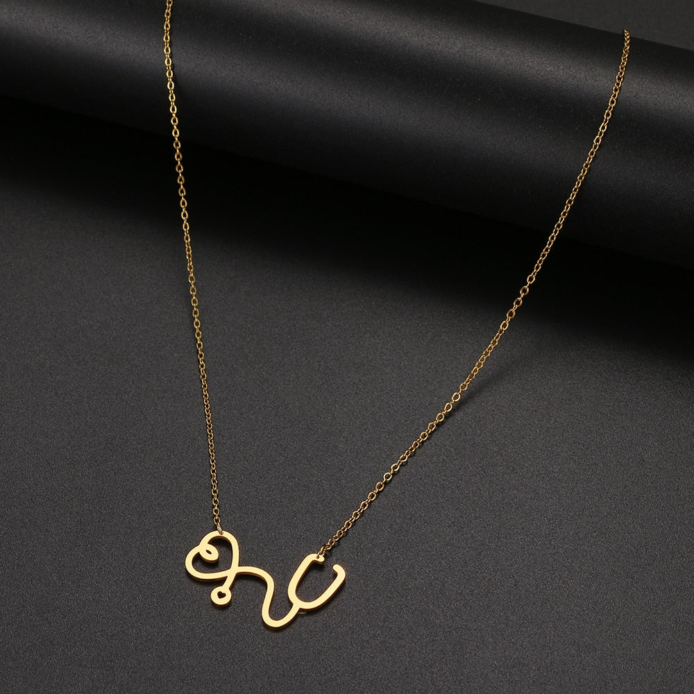2021 Stainless Steel Stethoscope Necklaces  Bijoux Love Medical Chain Necklace For Women Jewelry Friend Gifts