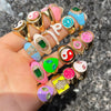 2021  Trendy Chunky Stacked Rings Cute Enamel Heart Butterfly Tai Chi Geometry Rings Wonderful Choice for Women Jewelry