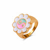 2021  Trendy Chunky Stacked Rings Cute Enamel Heart Butterfly Tai Chi Geometry Rings Wonderful Choice for Women Jewelry