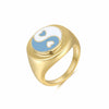 2021  Trendy Chunky Stacked Rings Cute Enamel Heart Butterfly Tai Chi Geometry Rings Wonderful Choice for Women Jewelry