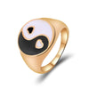 2021  Trendy Chunky Stacked Rings Cute Enamel Heart Butterfly Tai Chi Geometry Rings Wonderful Choice for Women Jewelry