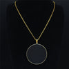2022 Natural Black Obsidian Stainless Steel Chains Necklace for Women Round Big Long Necklace Chain Jewelry colgante mujer NXS04