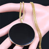 2022 Natural Black Obsidian Stainless Steel Chains Necklace for Women Round Big Long Necklace Chain Jewelry colgante mujer NXS04