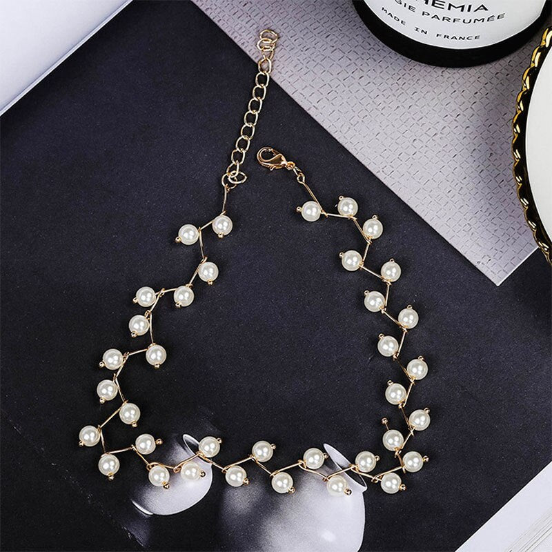 2021 s Jewelry Gold Color Multi Layer Chains Imitation Pearl Necklaces For Women Party Wedding Bride Necklace