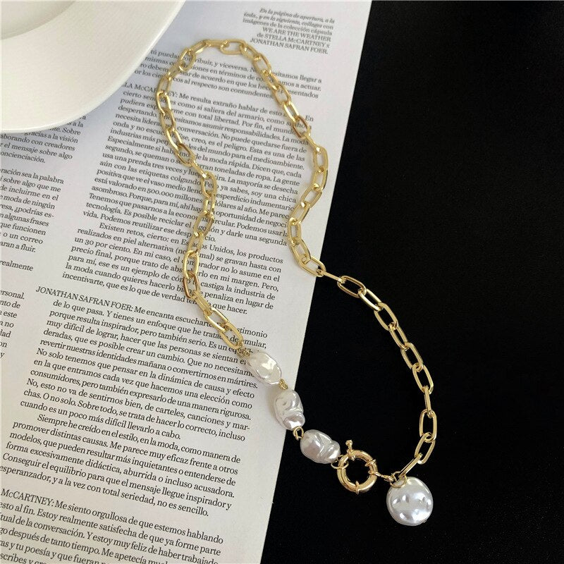 2022 Baroque Irregular Pearls Necklace For Women Vintage Contracted Clavicle Chain Jewelry Gift Accessories