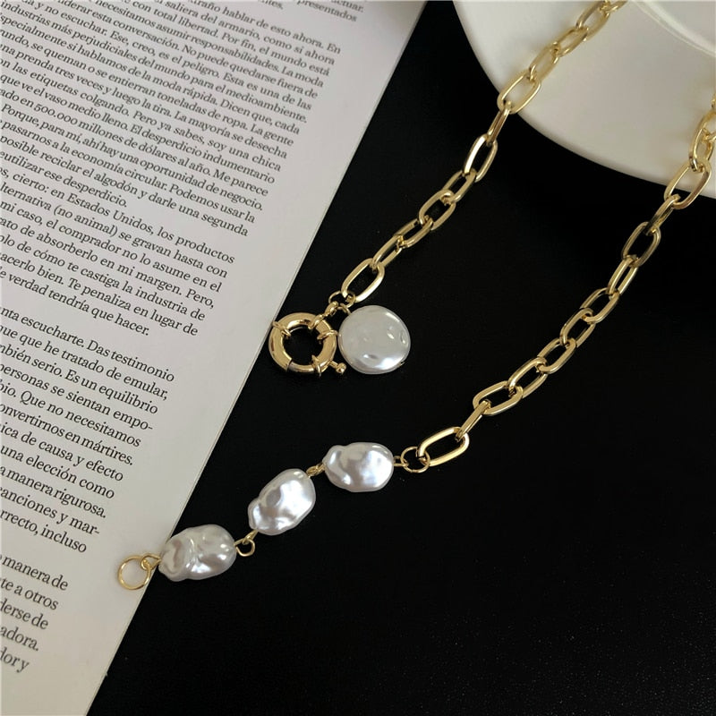 2022 Baroque Irregular Pearls Necklace For Women Vintage Contracted Clavicle Chain Jewelry Gift Accessories