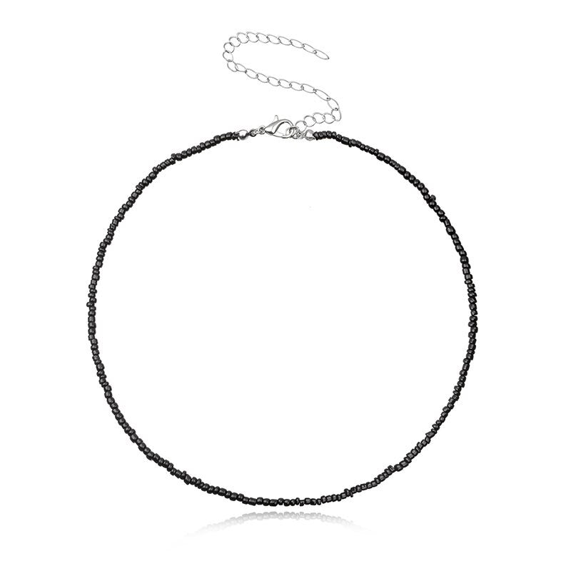 2022 Bohemian Rainbow Seed Beaded Chain Necklace For Women Pure Color Crystal Beads Beach Boho Choker Necklace Jewelry Gift