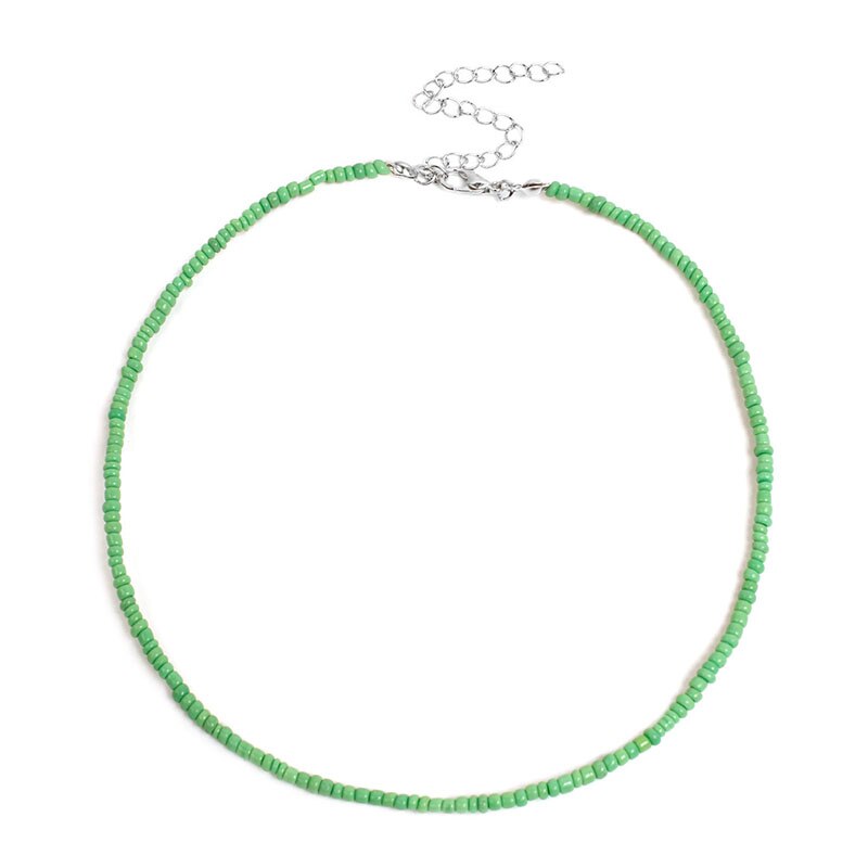 2022 Bohemian Rainbow Seed Beaded Chain Necklace For Women Pure Color Crystal Beads Beach Boho Choker Necklace Jewelry Gift