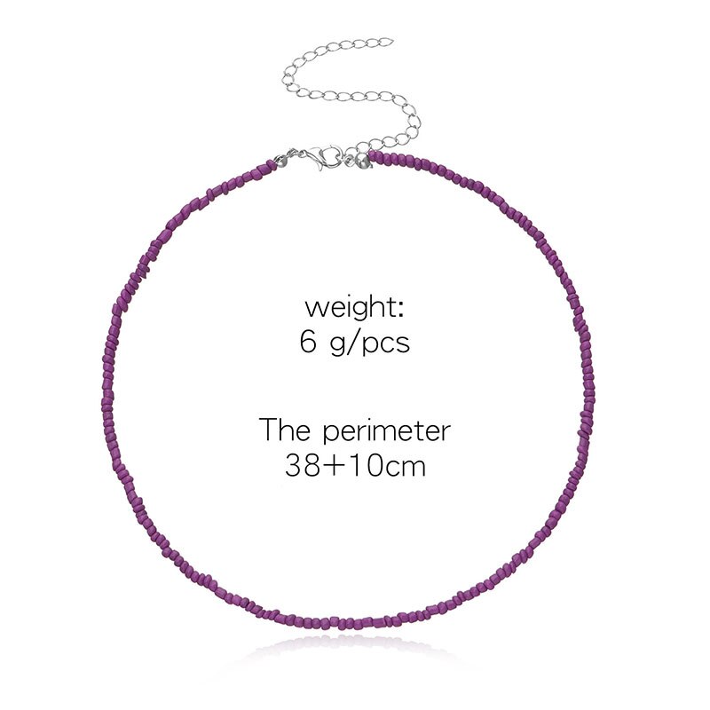 2022 Bohemian Rainbow Seed Beaded Chain Necklace For Women Pure Color Crystal Beads Beach Boho Choker Necklace Jewelry Gift