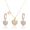 2022 CZ Zircon Love Heart Drop Earrings For Lover Gift Gold Silvery Chain Summer Necklace Choker Woman Jewelry Sets