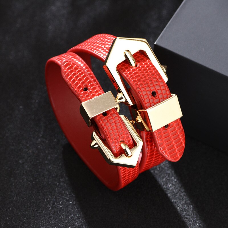 2022 Charm Women Bracelet Creative Geometric Leather Bracelet 5 Color Leather Bangle Punk Casual Bracelet Jewelry for Women