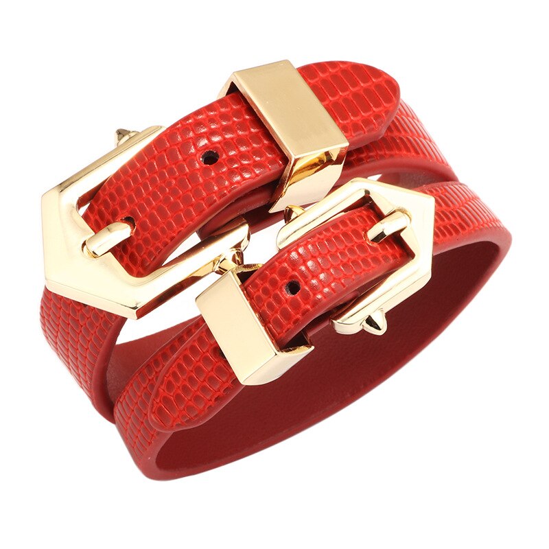 2022 Charm Women Bracelet Creative Geometric Leather Bracelet 5 Color Leather Bangle Punk Casual Bracelet Jewelry for Women