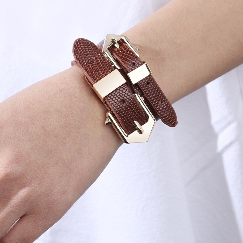 2022 Charm Women Bracelet Creative Geometric Leather Bracelet 5 Color Leather Bangle Punk Casual Bracelet Jewelry for Women