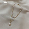 2022 Classic Pearl Double Layer Short Necklace For Woman Korean Jewelry Elegant Goth Girl's Sexy Clavicle Chain