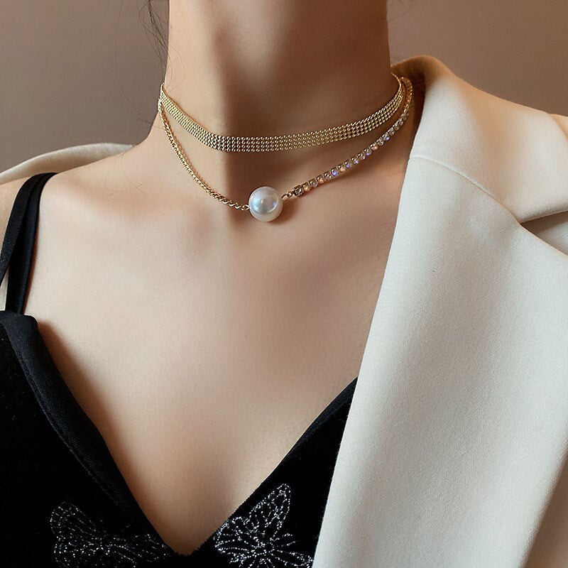 2021 Clavicle Chain Female  Design Gold Silver Color Necklaces French Romantic Style Chokers Prom Accessories