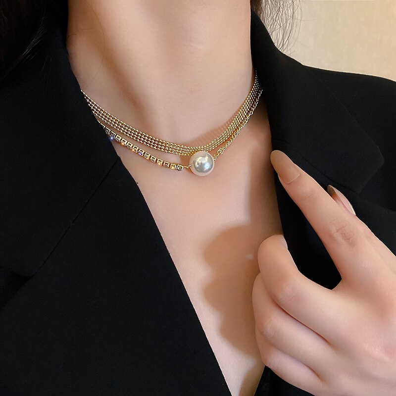 2021 Clavicle Chain Female  Design Gold Silver Color Necklaces French Romantic Style Chokers Prom Accessories