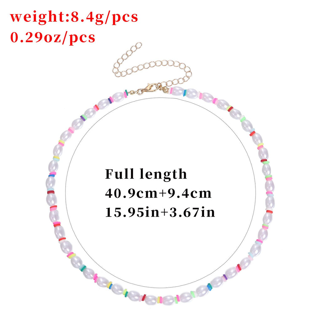 2021 Colorful Personality Pearl Necklace For Women Short Beaded Chain Necklaces Women&#39;s Party Charm Choker Jewelry