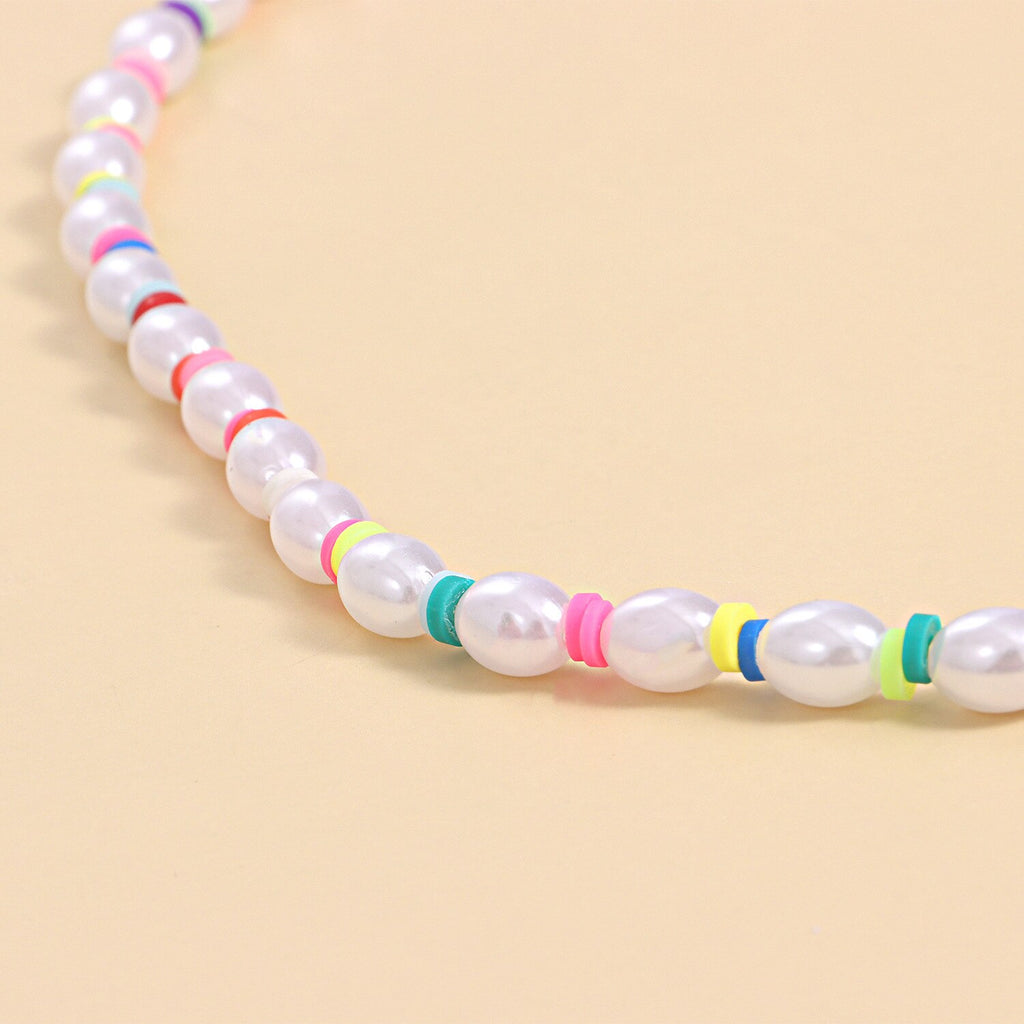 2021 Colorful Personality Pearl Necklace For Women Short Beaded Chain Necklaces Women&#39;s Party Charm Choker Jewelry