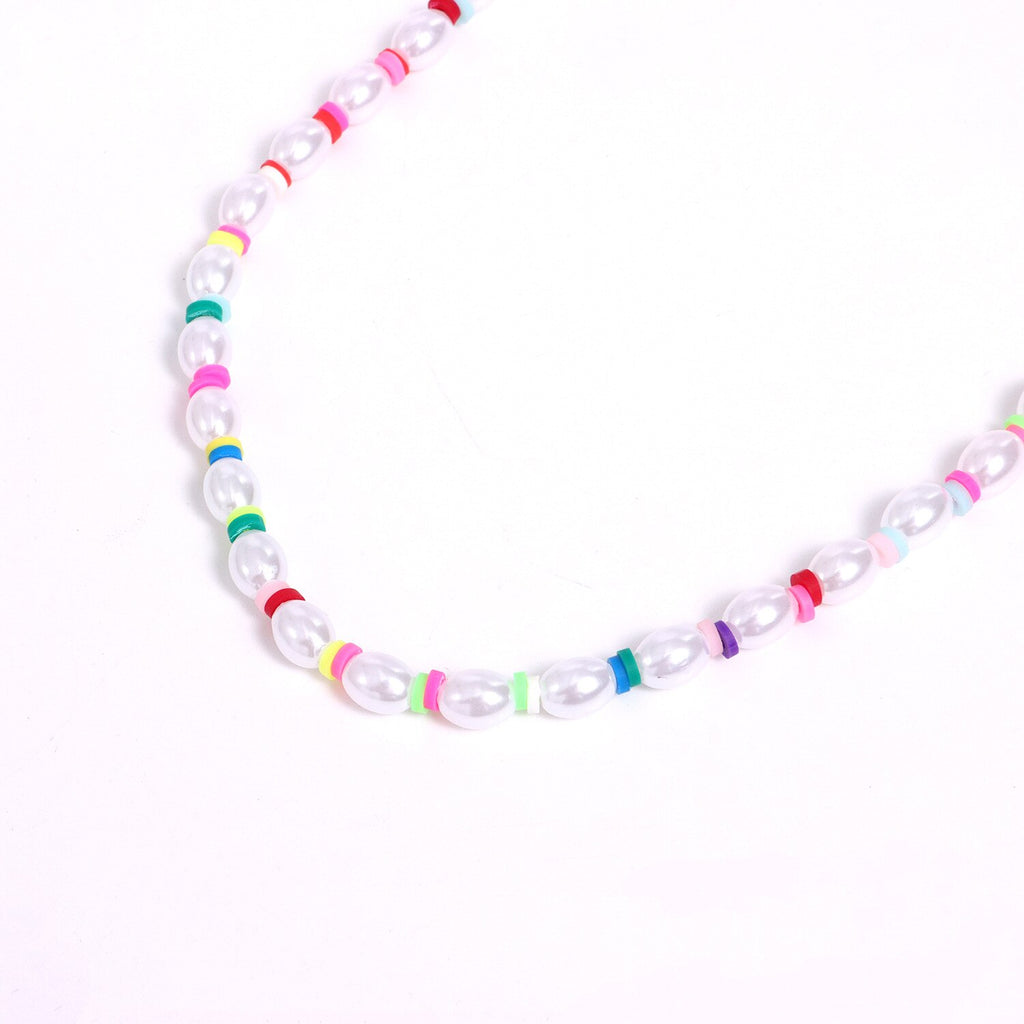 2021 Colorful Personality Pearl Necklace For Women Short Beaded Chain Necklaces Women&#39;s Party Charm Choker Jewelry