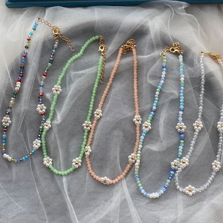2021 Colorful Seed Beaded Necklace For Women Handmade Daisy Flower Beads Chokers Necklaces Boho Summer Jewelry