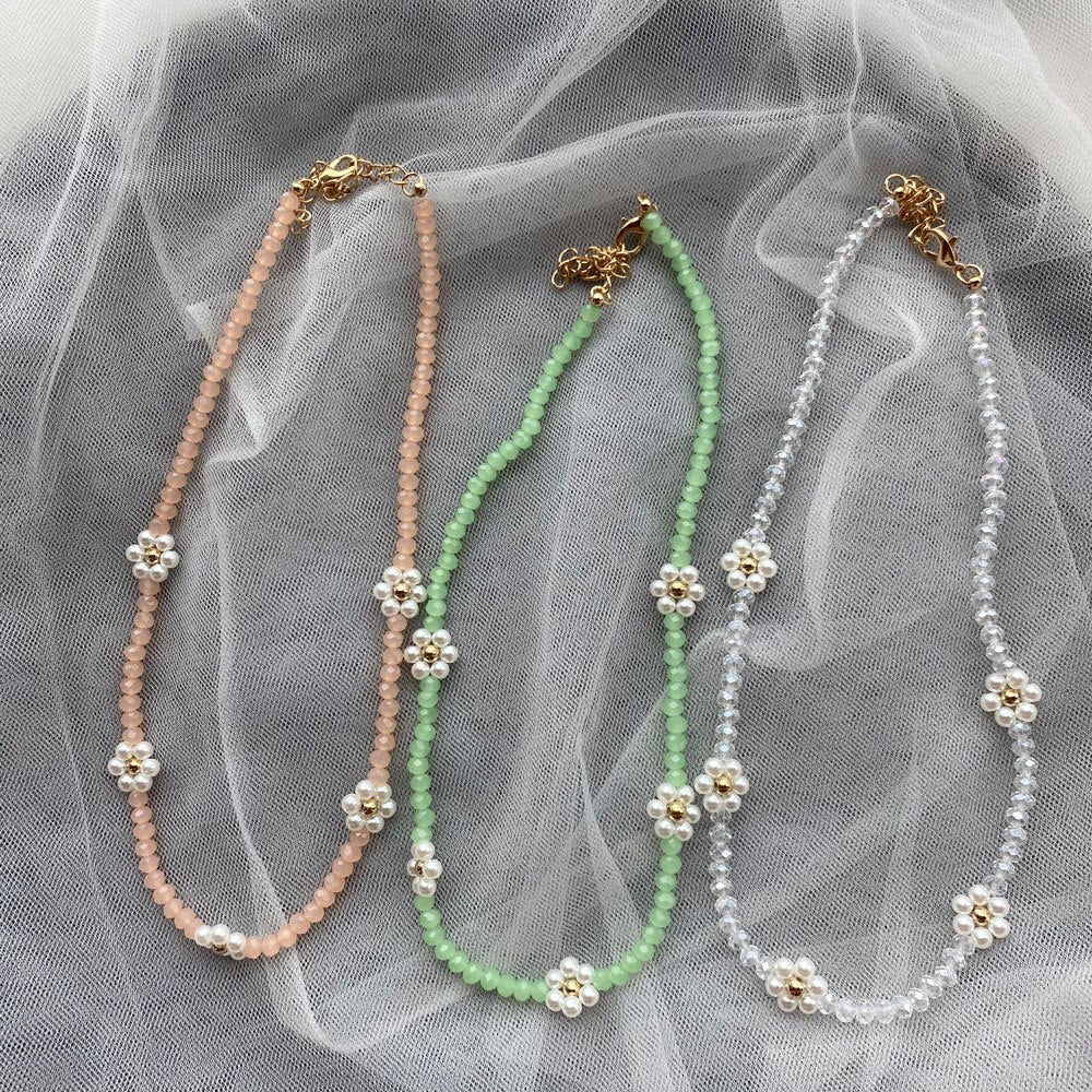 2021 Colorful Seed Beaded Necklace For Women Handmade Daisy Flower Beads Chokers Necklaces Boho Summer Jewelry
