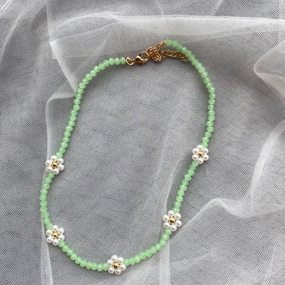 2021 Colorful Seed Beaded Necklace For Women Handmade Daisy Flower Beads Chokers Necklaces Boho Summer Jewelry