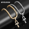 2021 Cross Alloy Pendant For Men Key of Life Egyptian Charm Necklace Hip Hop Jewelry Bling Iced Out Chain Crystal Ankh Gift