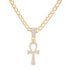 2021 Cross Alloy Pendant For Men Key of Life Egyptian Charm Necklace Hip Hop Jewelry Bling Iced Out Chain Crystal Ankh Gift