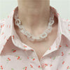 2021 Design Creative Resin Transparent Thick Chain Imitation Pearl Geometric Round Necklace for Women Girls Jewelry Gifts