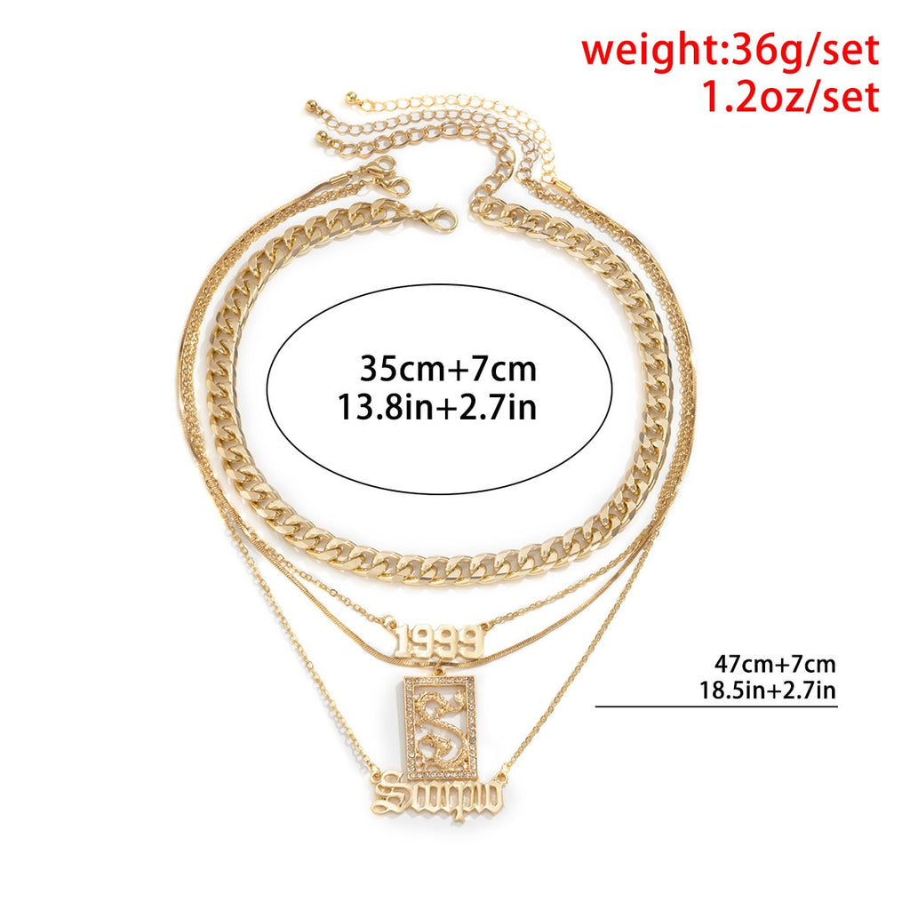 2021 Dragon Brand Necklace For Women Choker Neck Set Trend Retro Geometric Alphanumeric Hip Hop Gothic Jewelry Gifts