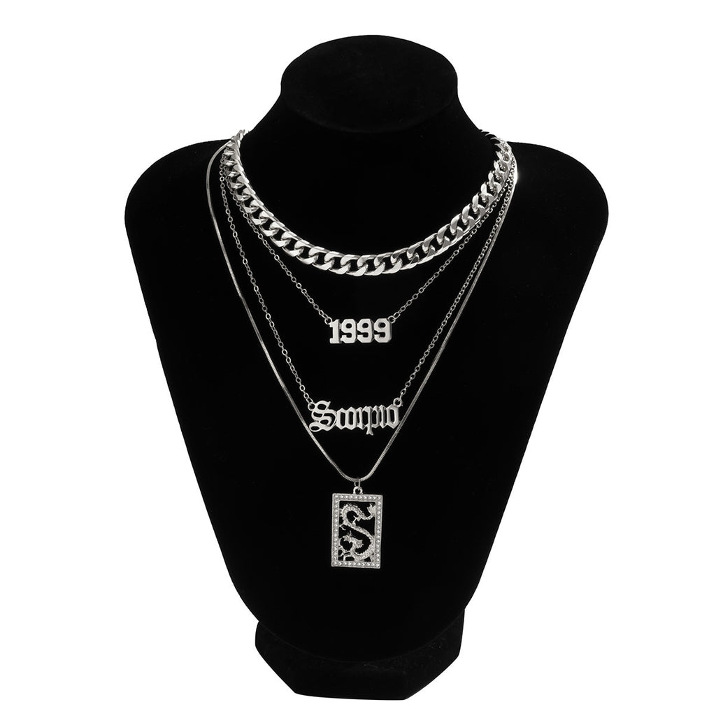 2021 Dragon Brand Necklace For Women Choker Neck Set Trend Retro Geometric Alphanumeric Hip Hop Gothic Jewelry Gifts