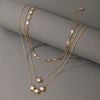 2021 Elegant  Choker Necklace Multilayers Solid Color Geometric Five-pointed Star Collarbone Chain for Gifts