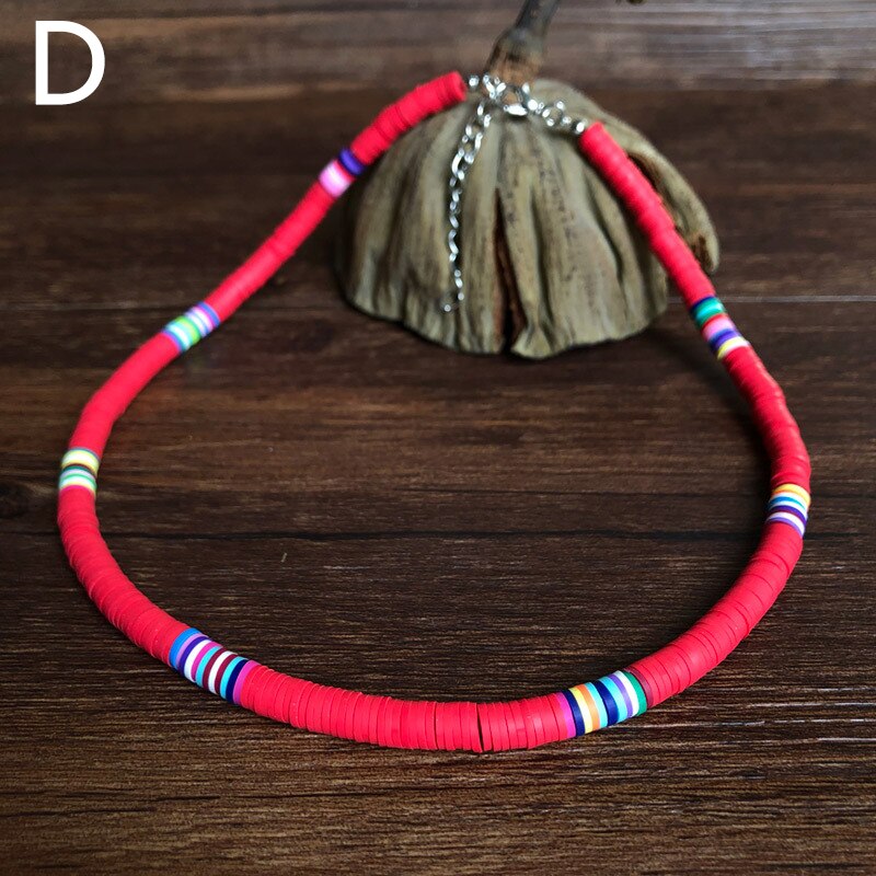 2021 6mm Soft Pottery Choker Necklace For Women Bohemian Adjustable Colorful Clay Collar Necklace Handmade Jewelry