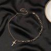 2021   Design Sense Asymmetric Cross Necklace European and American  Temperament Simple Pendant Clavicle Chain