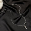 2021   Design Sense Asymmetric Cross Necklace European and American  Temperament Simple Pendant Clavicle Chain