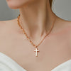 2021   Design Sense Asymmetric Cross Necklace European and American  Temperament Simple Pendant Clavicle Chain