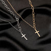 2021   Design Sense Asymmetric Cross Necklace European and American  Temperament Simple Pendant Clavicle Chain