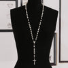 2021 Handmade Round Glass Bead Catholic Rosary Quality Bead Cross Necklace Beads Cross Religious Pendants Necklace