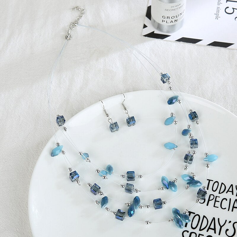 2021 Jewelry Silver Color Multilayer Chain Imitation Pearls Necklaces For Women Wedding Bride Necklace